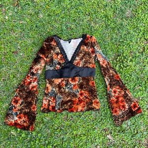 90s velvet, floral top